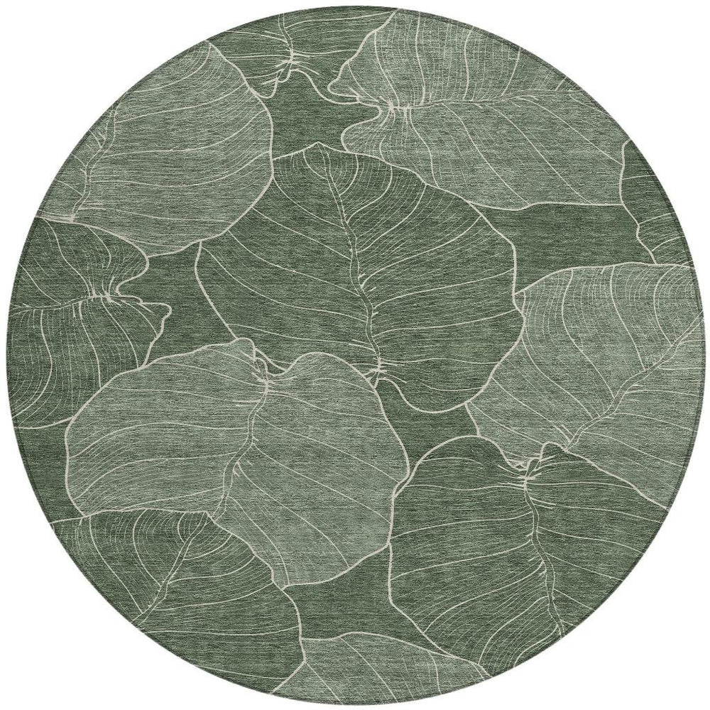 HomeRoots 8 Foot Round Floral Polyester Area Rug for Indoor Outdoor Living Spaces 728092
