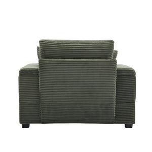 English Elm Corduroy Chaise Lounge Sofa With Movable Ottoman, Cupholders, Storage & Detachable Cushions W2120S00005-GIGA