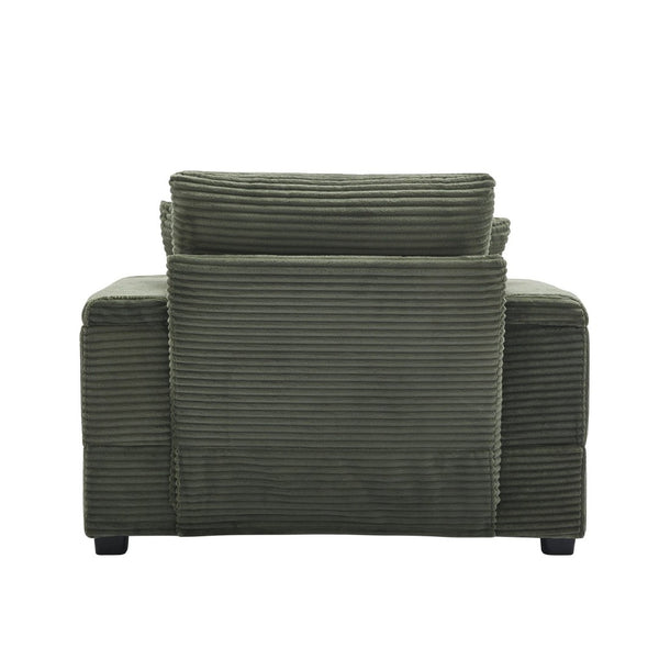 English Elm Corduroy Chaise Lounge Sofa With Movable Ottoman, Cupholders, Storage & Detachable Cushions W2120S00005-GIGA