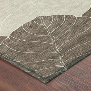 Floral Polyester Area Rug Machine Washable Low Pile for Indoor Outdoor Patio and Entryway Use