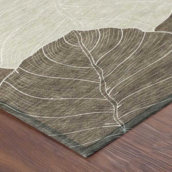 Floral Polyester Area Rug Machine Washable Low Pile for Indoor Outdoor Patio and Entryway Use