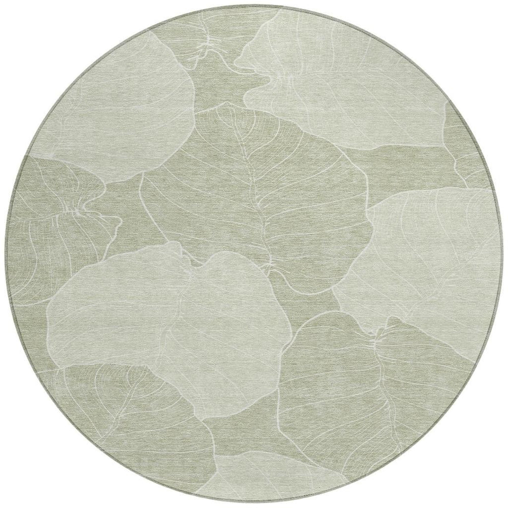 8 Foot Round Floral Polyester Area Rug for Indoor Outdoor Washable Use