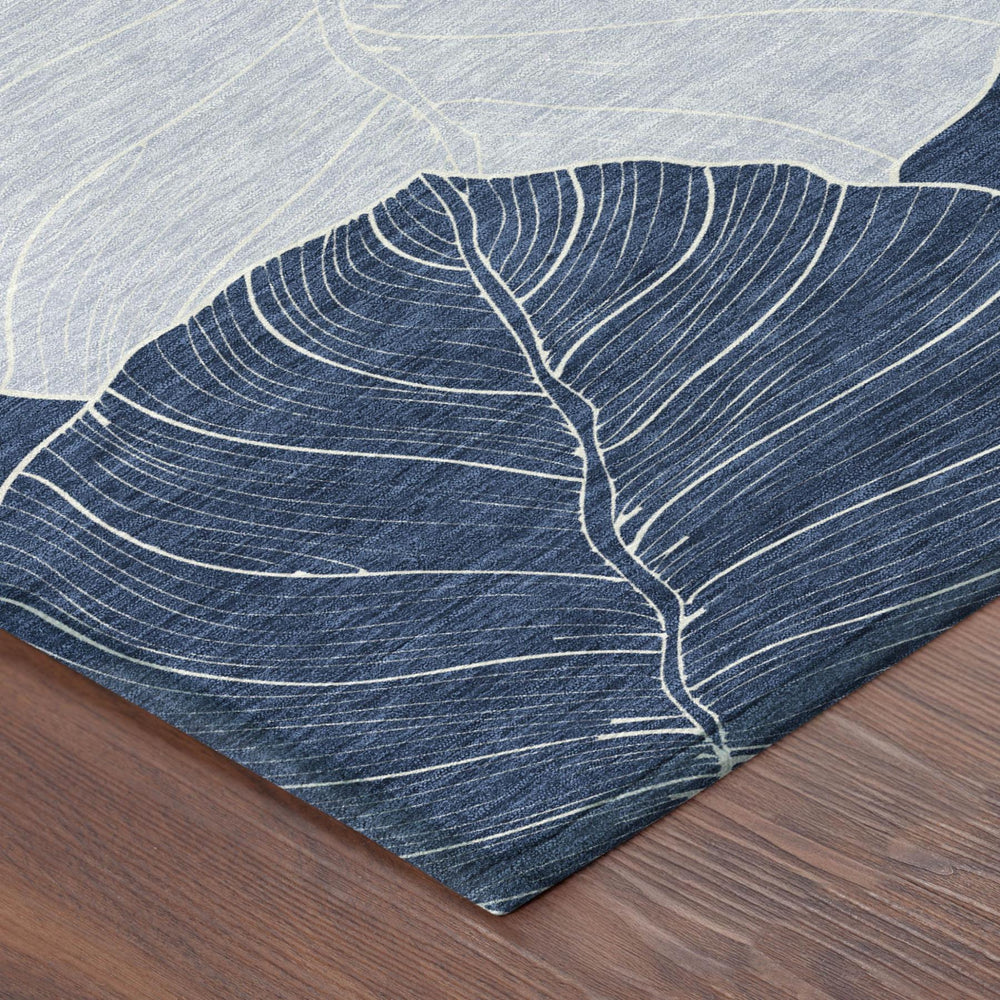 HomeRoots 8 X 10 Navy Ivory Floral Polyester Area Rug Washable for Patio or Living Room 728135