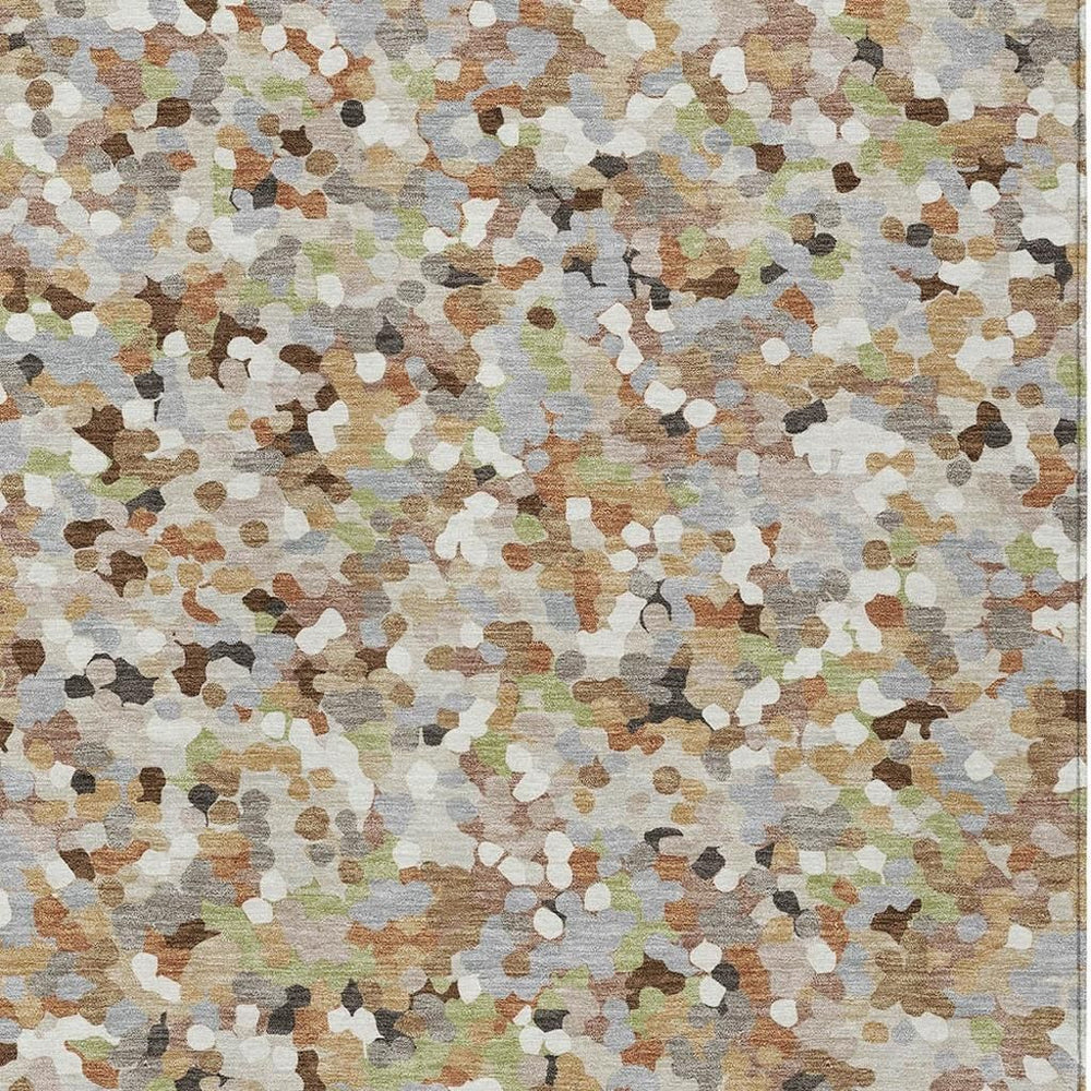 HomeRoots Washable Geometric Polyester Area Rug for Indoor Outdoor Patios Living Rooms Low Pile Neutral 8' x 10' 728159