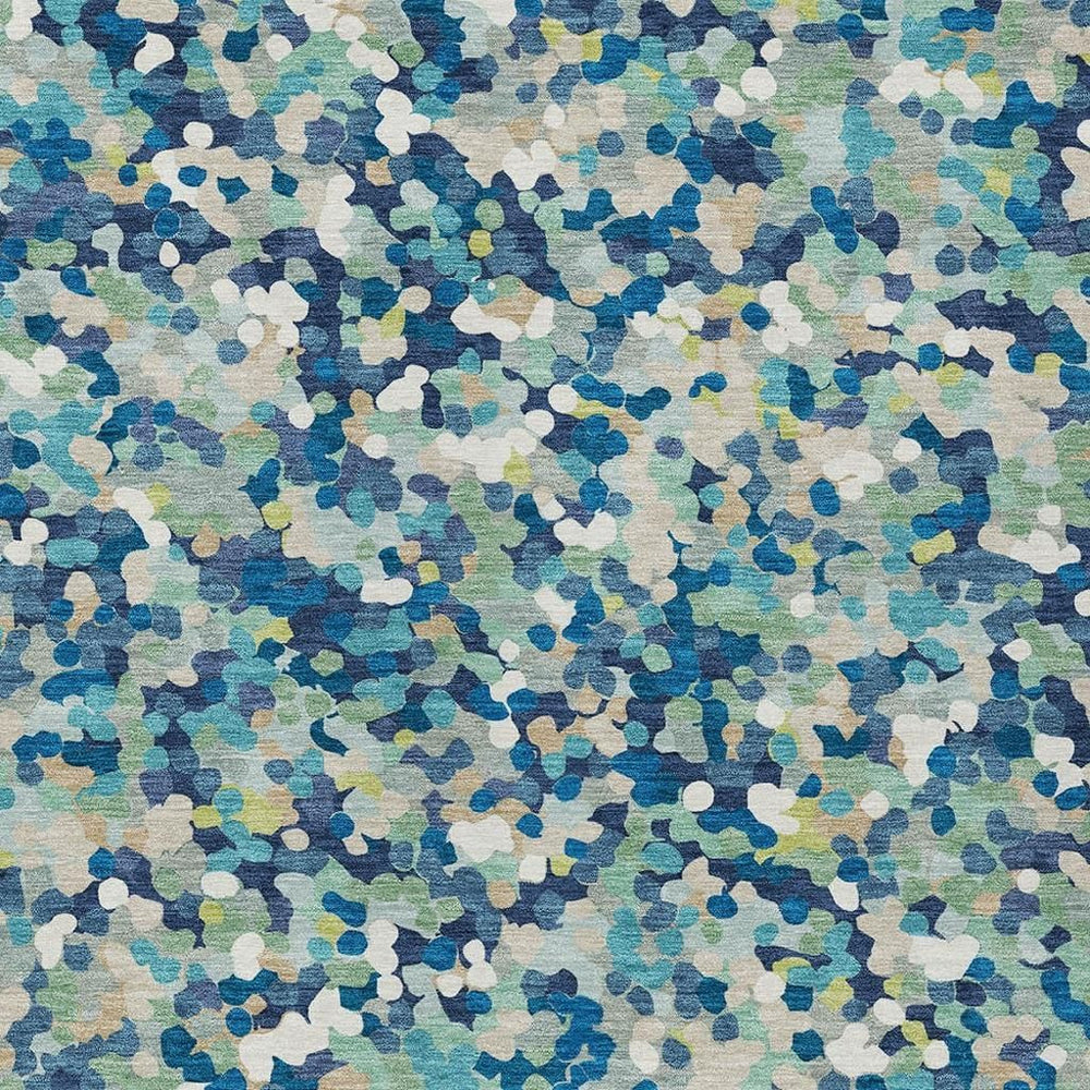 HomeRoots 8x10 Geometric Polyester Area Rug Washable Indoor Outdoor Navy Blue Patio 728177