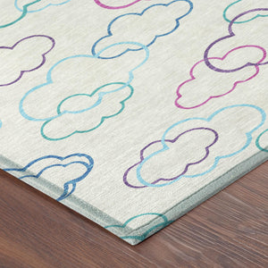 Abstract Washable Polyester Area Rug for Indoor Outdoor Patios and Living Room Use