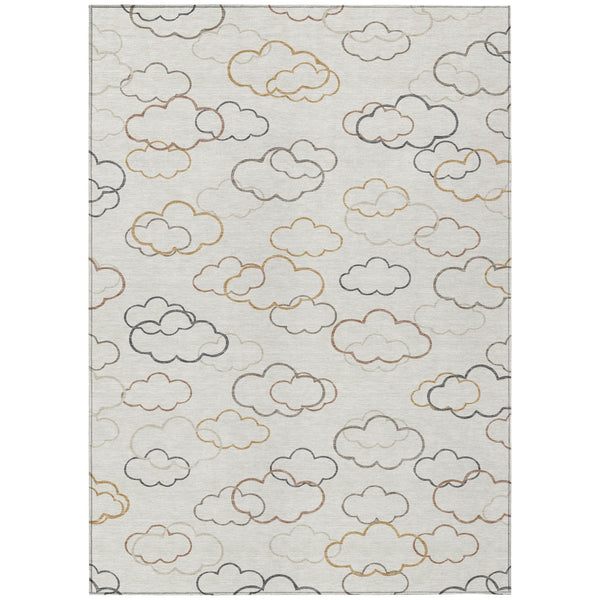Abstract Washable Polyester Area Rug for Indoor Outdoor Patios and Living Rooms Neutral Tones