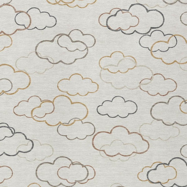 Abstract Washable Polyester Area Rug for Indoor Outdoor Patios and Living Rooms Neutral Tones