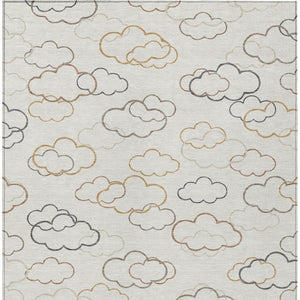 Abstract Washable Polyester Area Rug for Indoor Outdoor Patios and Living Rooms Neutral Tones