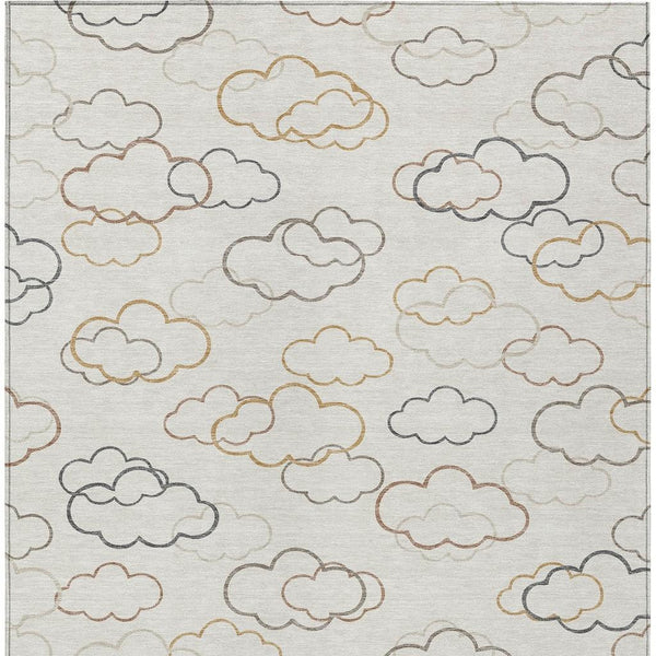 Abstract Washable Polyester Area Rug for Indoor Outdoor Patios and Living Rooms Neutral Tones