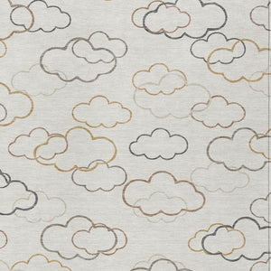 Abstract Washable Polyester Area Rug for Indoor Outdoor Patios and Living Rooms Neutral Tones