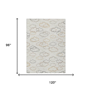 Abstract Washable Polyester Area Rug for Indoor Outdoor Patios and Living Rooms Neutral Tones