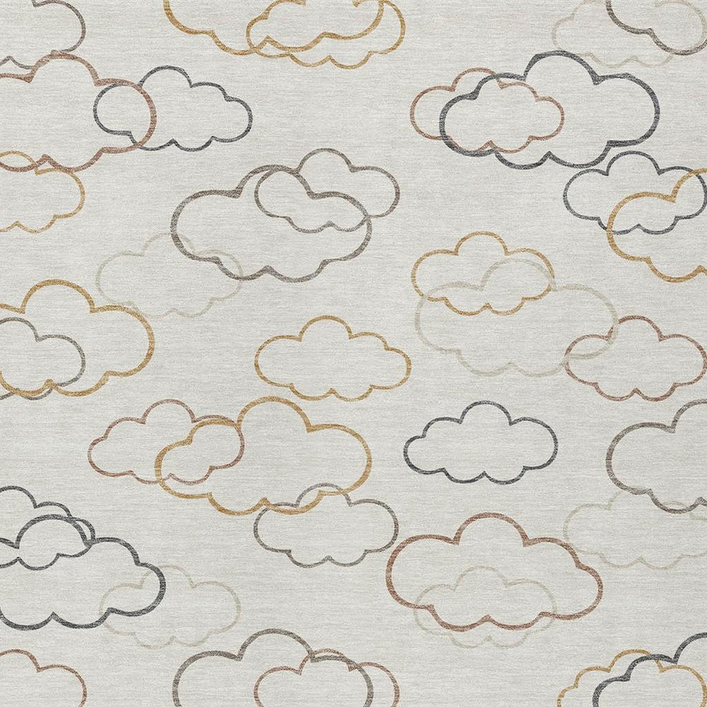 HomeRoots Abstract Washable Polyester Area Rug for Indoor Outdoor Patios and Living Rooms Neutral Tones 9' x 12' 728196