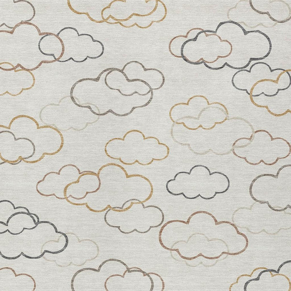 HomeRoots Abstract Washable Polyester Area Rug for Indoor Outdoor Patios and Living Rooms Neutral Tones 9' x 12' 728196