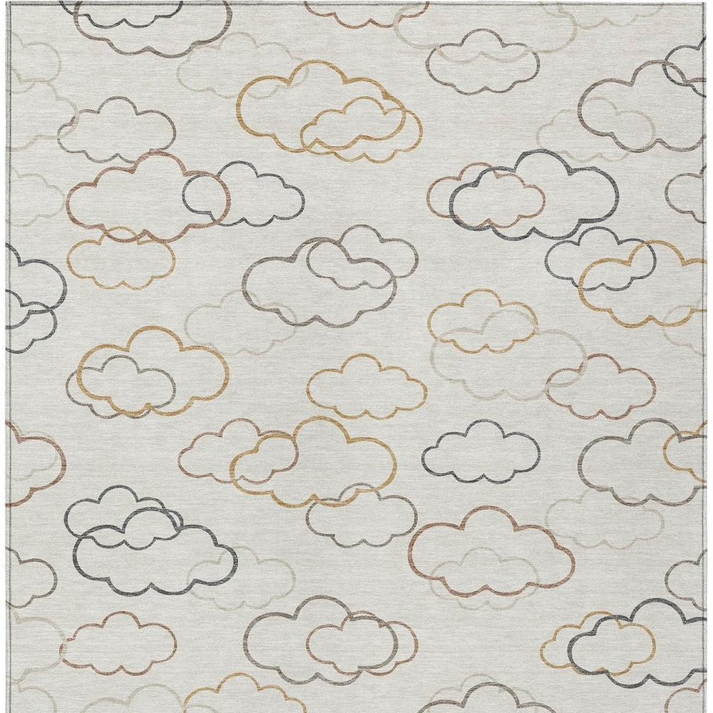 HomeRoots Abstract Washable Polyester Area Rug for Indoor Outdoor Patios and Living Rooms Neutral Tones 9' x 12' 728196