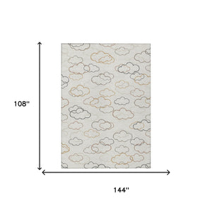Abstract Washable Polyester Area Rug for Indoor Outdoor Patios and Living Rooms Neutral Tones