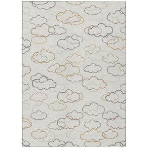 Abstract Washable Polyester Area Rug for Indoor Outdoor Patios and Living Rooms Neutral Tones