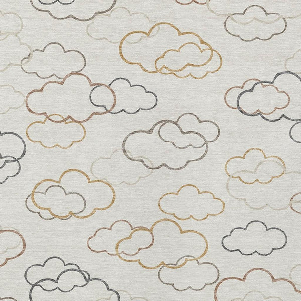 Abstract Washable Polyester Area Rug for Indoor Outdoor Patios and Living Rooms Neutral Tones