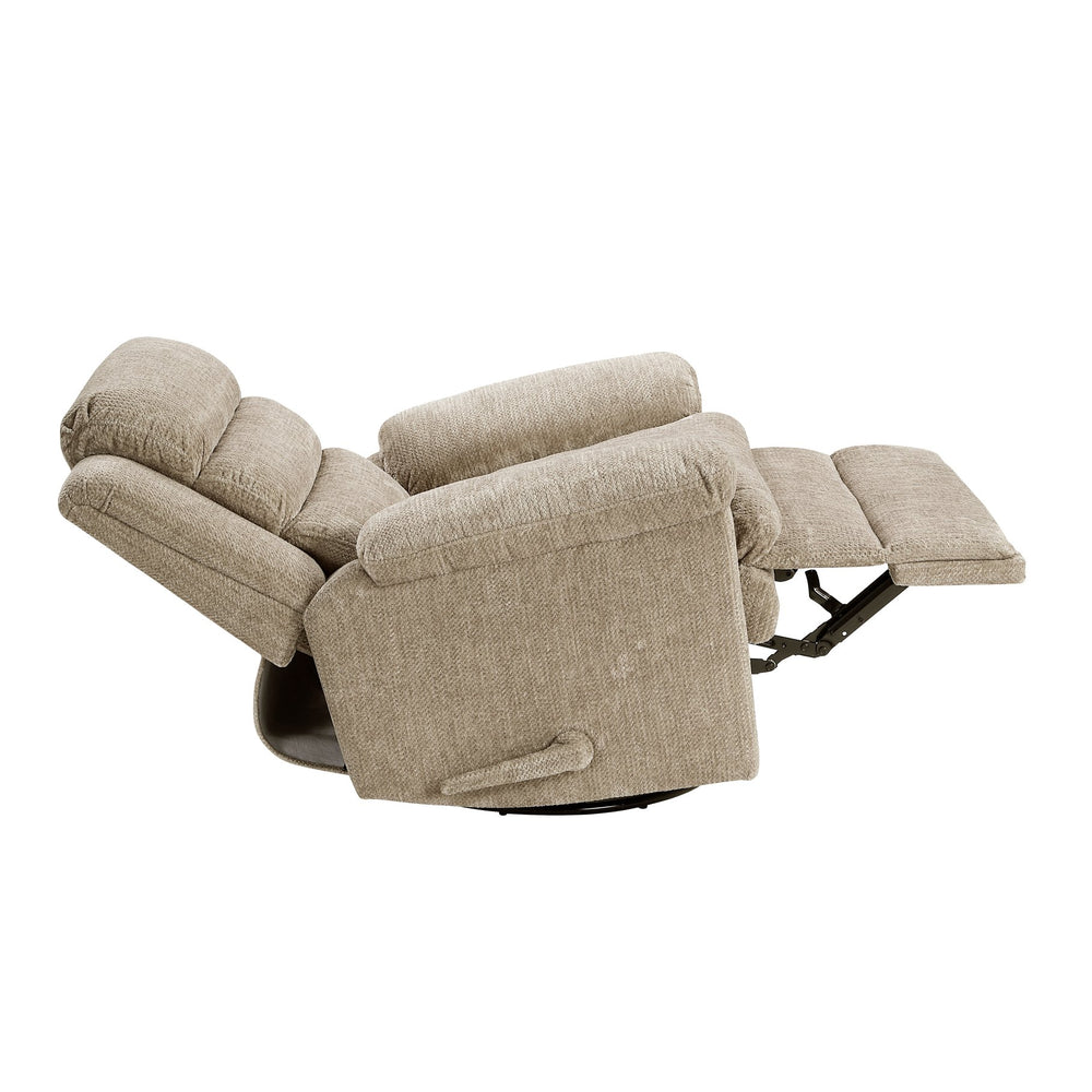 English Elm Glider Swivel Recliner with Smooth 360° Glide and Pull-Handle Recline, Microfiber Comfort, Sturdy Frame Brown 38.5 L x 34 W x 26.5 H B011P329293