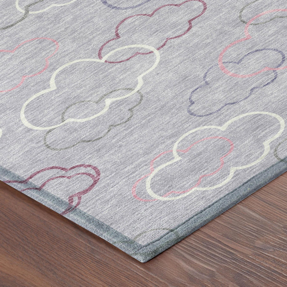 9 X 12 Abstract Polyester Area Rug Washable Indoor Outdoor Lavender Ivory