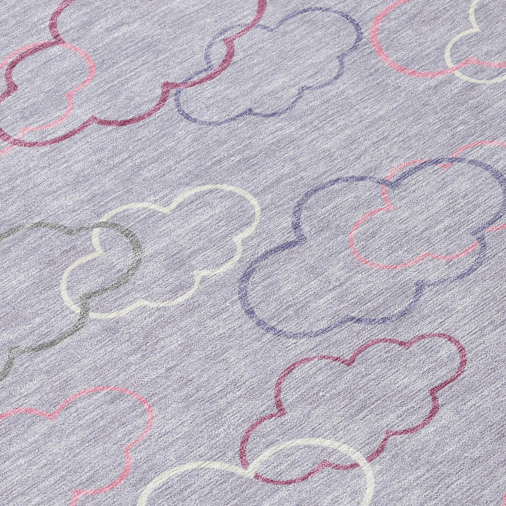 9 X 12 Abstract Polyester Area Rug Washable Indoor Outdoor Lavender Ivory