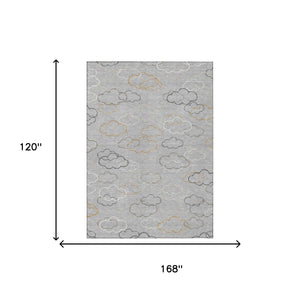 10 X 14 Abstract Polyester Area Rug Washable Low Pile for Indoor Outdoor Spaces
