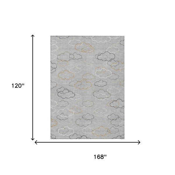 10 X 14 Abstract Polyester Area Rug Washable Low Pile for Indoor Outdoor Spaces