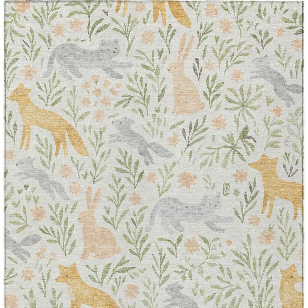 Botanical Leaf Polyester Area Rug Washable Indoor Outdoor Stain Resistant Patio Living Room