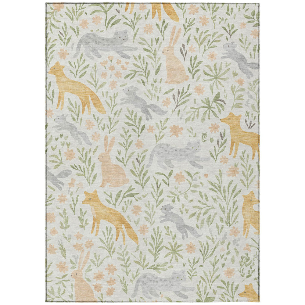 Botanical Leaf Polyester Area Rug Washable Indoor Outdoor Stain Resistant Patio Living Room