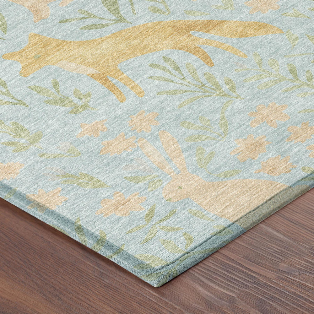 Botanical Leaf Polyester Area Rug Washable Indoor Outdoor for Patio and Living Spaces