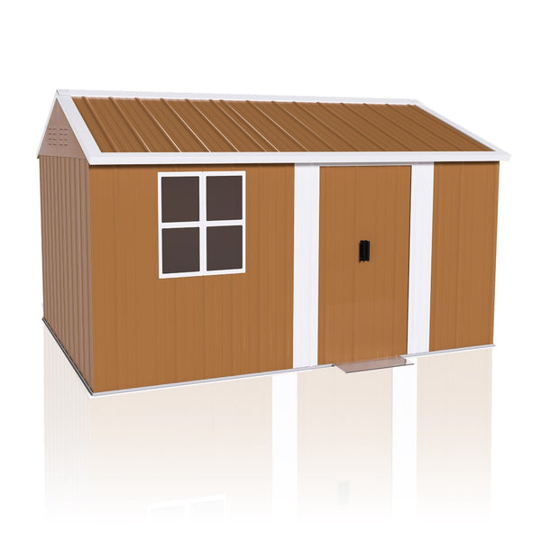 English Elm 12x8 Galvanized Steel Outdoor Storage Shed Weatherproof Backyard Tool Organizer W2700P344178