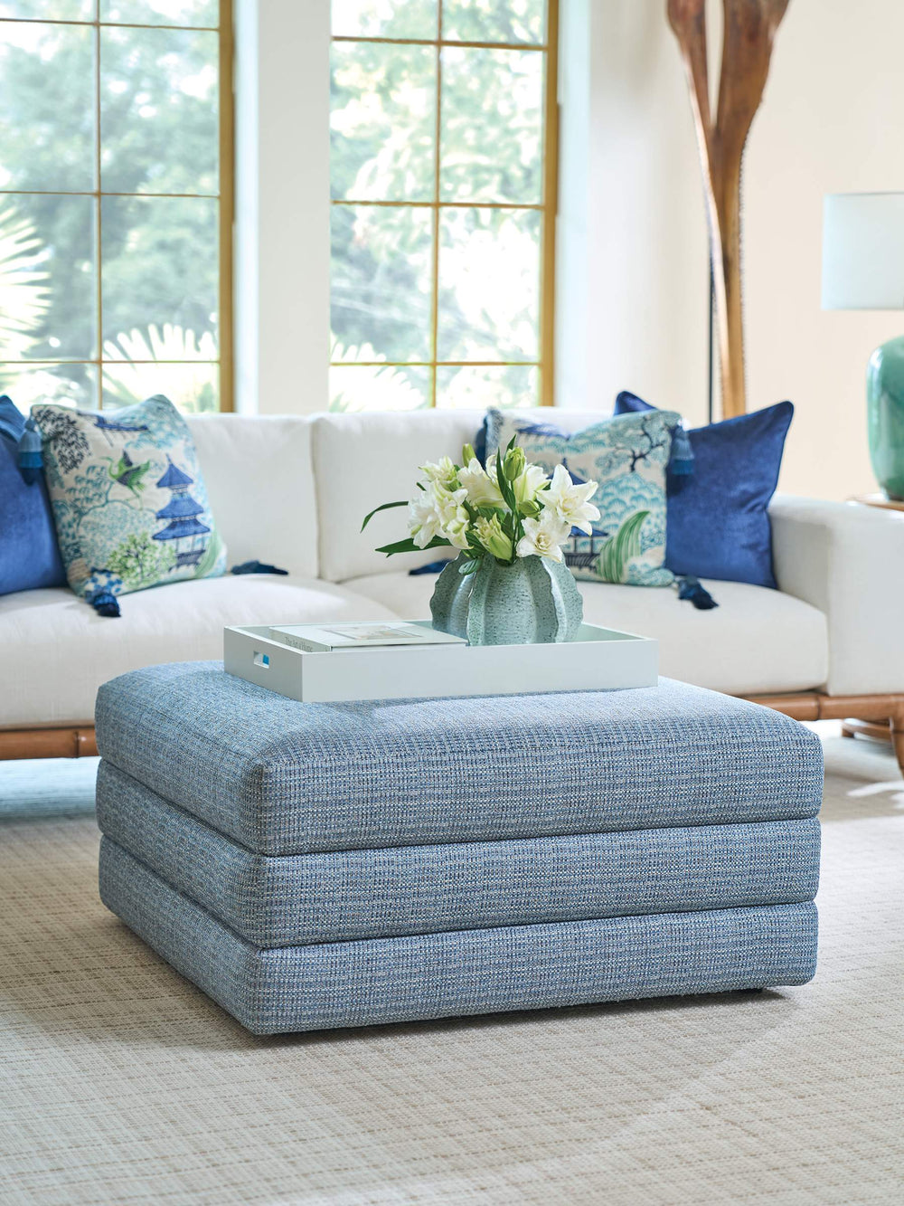 Lexington Brickell Upholstered Ottoman Versatile Accent Seating with Tailored Tight Seat for Living Rooms 7283-44-60