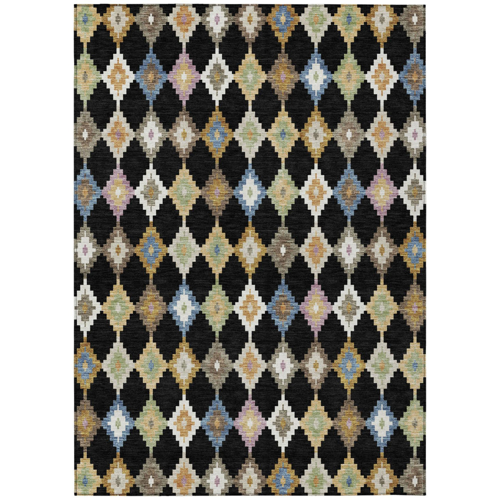 HomeRoots Aztec Geometric Washable Polyester Area Rug Uv Resistant Non-slip for Indoor Outdoor Spaces 5' x 8' 728385