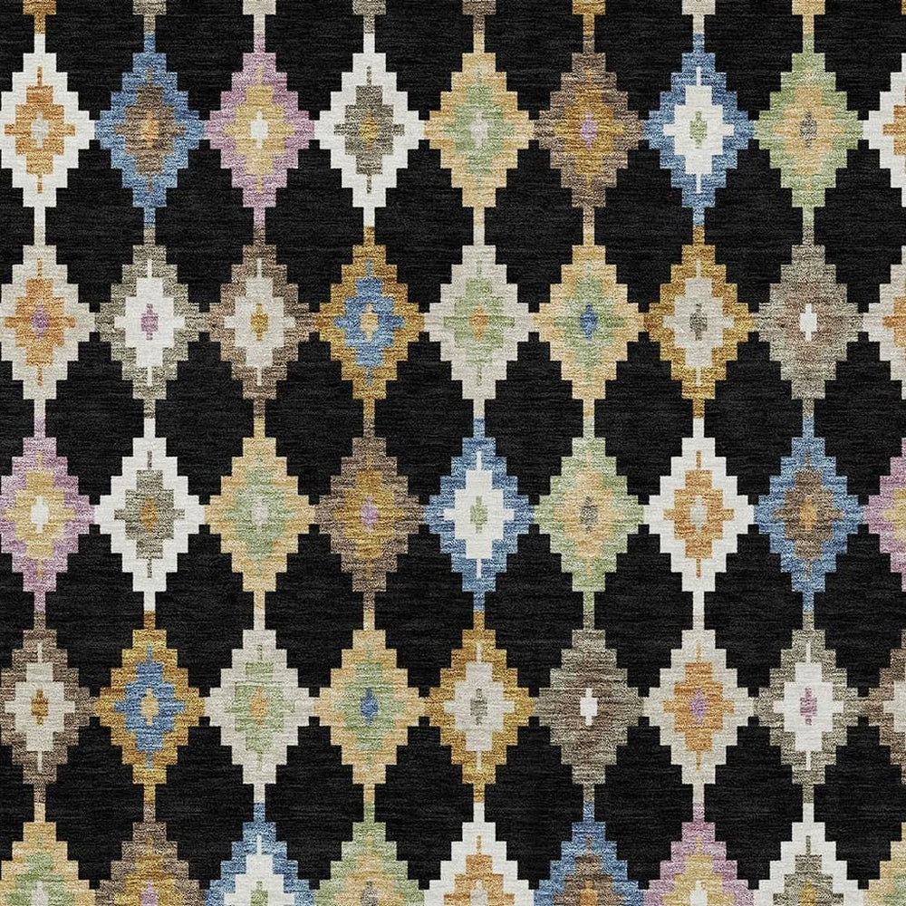 HomeRoots Aztec Geometric Washable Polyester Area Rug Uv Resistant Non-slip for Indoor Outdoor Spaces 5' x 8' 728385