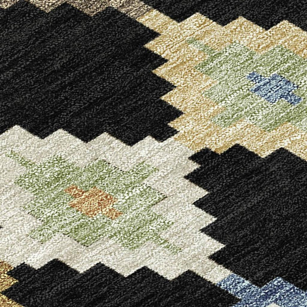 HomeRoots 8 Foot Round Aztec Geometric Washable Polyester Indoor Outdoor Rug for Patio 728386