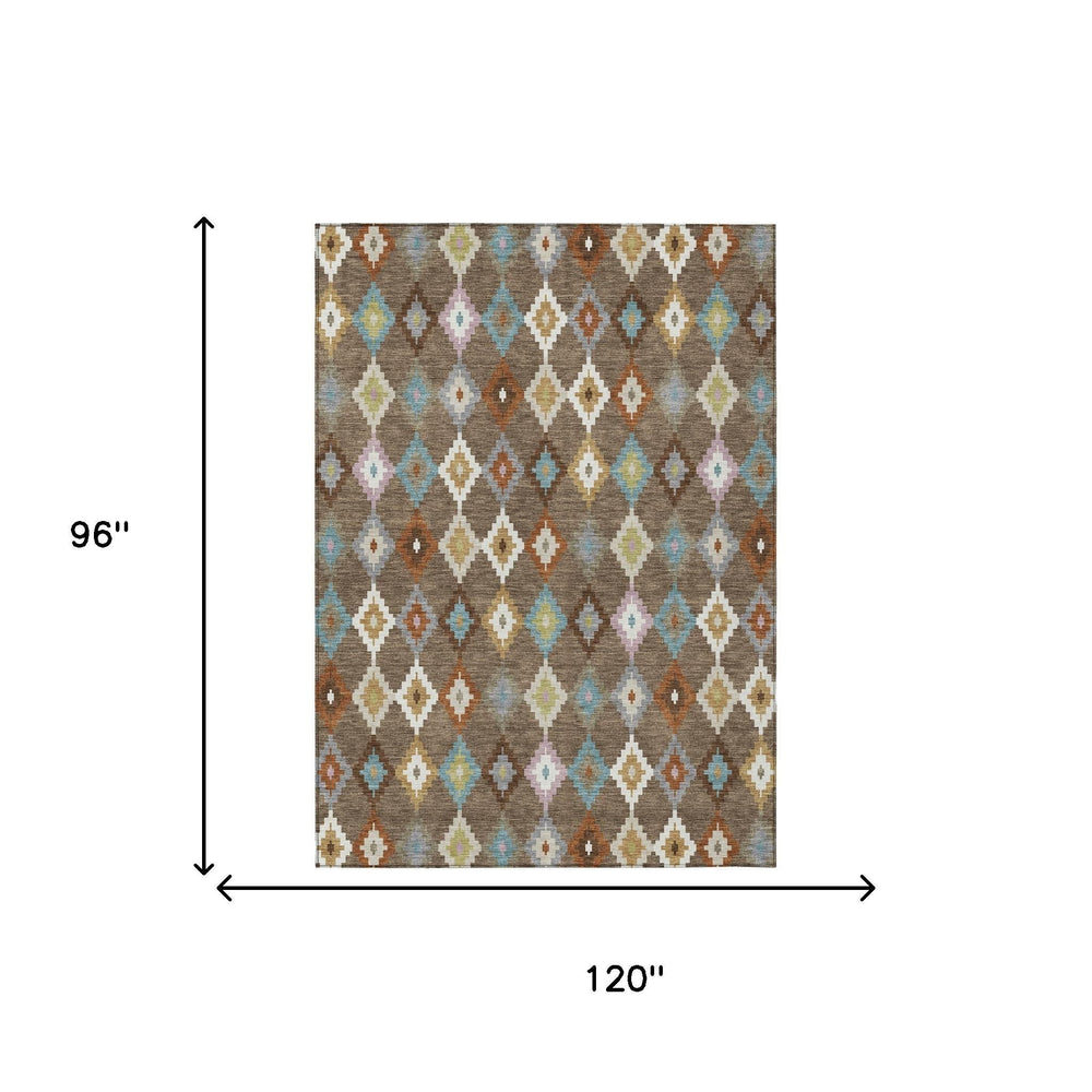 Aztec Geometric Polyester Area Rug Washable Uv Resistant Indoor Outdoor Patio Accent