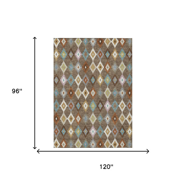 Aztec Geometric Polyester Area Rug Washable Uv Resistant Indoor Outdoor Patio Accent