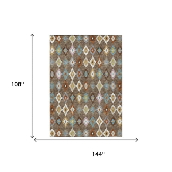 Aztec Geometric Polyester Area Rug Washable Uv Resistant Indoor Outdoor Patio Accent