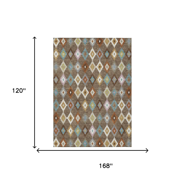 Aztec Geometric Polyester Area Rug Washable Uv Resistant Indoor Outdoor Patio Accent