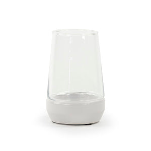 Zentique White Hurricane sculpted ceramic vase 8.5" glossy white centerpiece for flowers, mantels, modern décor 7283S A579