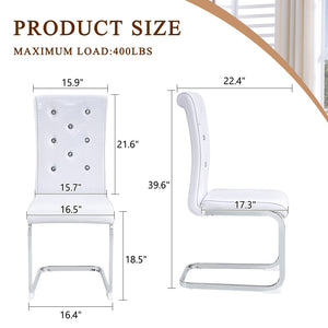 English Elm Set of 2 Glam Faux Alligator Pvc Dining Chairs with Crystal Buckle Bow Legs White W3875P371061