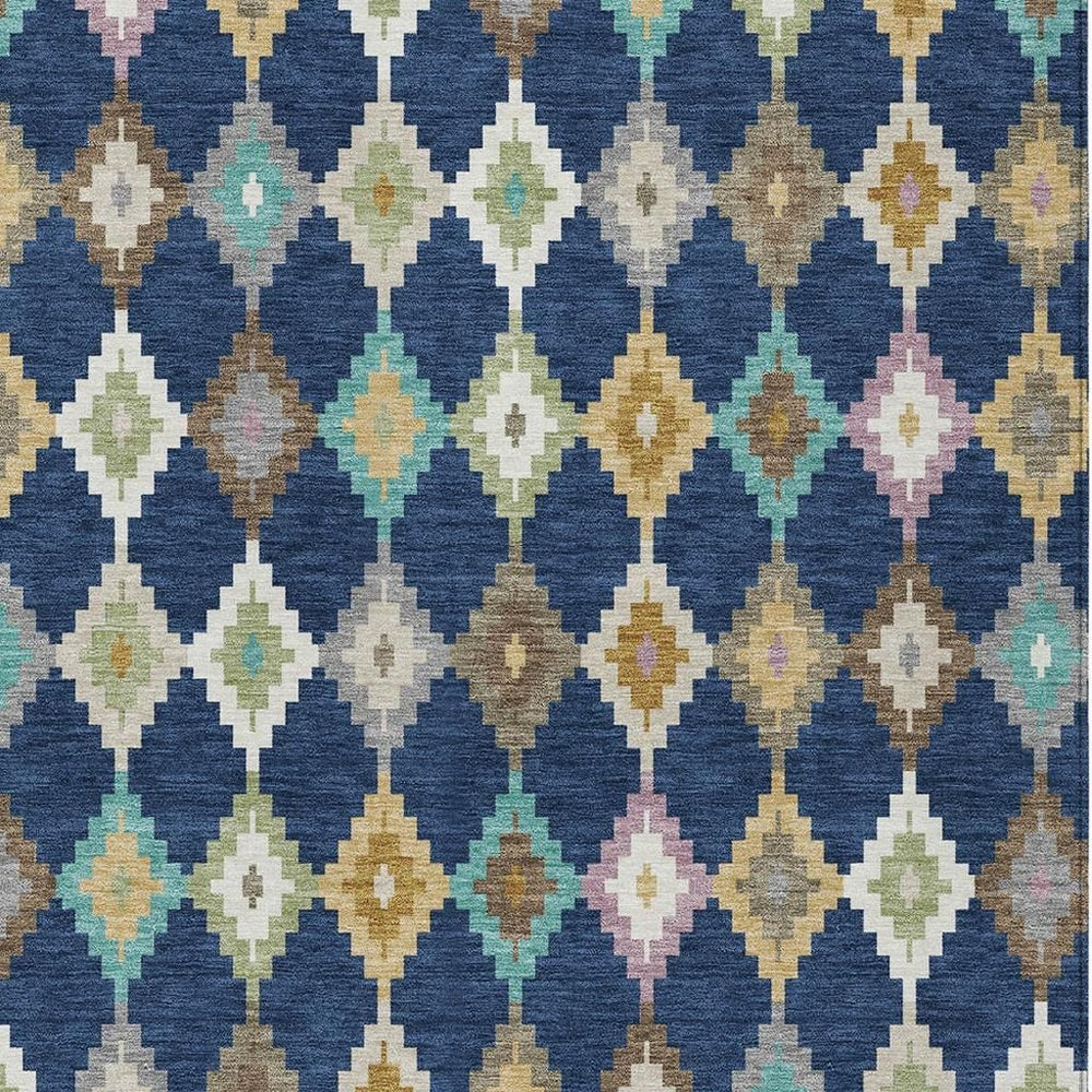 Aztec Geometric Polyester Area Rug Washable Uv Resistant Indoor Outdoor Patio with Felt Backing