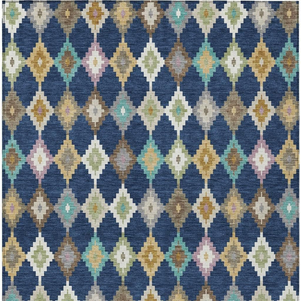 Aztec Geometric Polyester Area Rug Washable Uv Resistant Indoor Outdoor Patio with Felt Backing