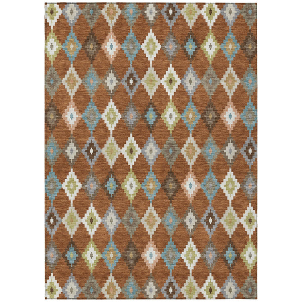 Aztec Geometric Polyester Area Rug Washable Uv Resistant for Indoor Outdoor Patio Spaces