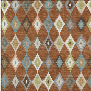 Aztec Geometric Polyester Area Rug Washable Uv Resistant for Indoor Outdoor Patio Spaces