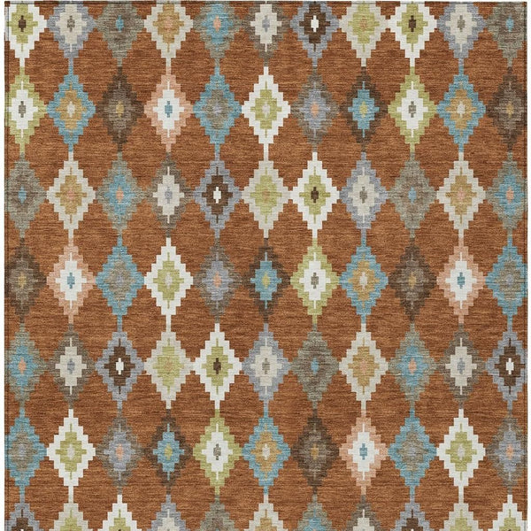 Aztec Geometric Polyester Area Rug Washable Uv Resistant for Indoor Outdoor Patio Spaces