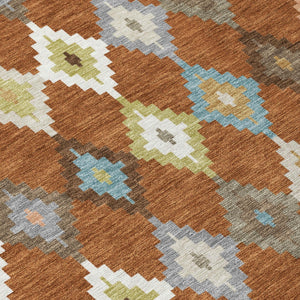Aztec Geometric Polyester Area Rug Washable Uv Resistant for Indoor Outdoor Patio Spaces