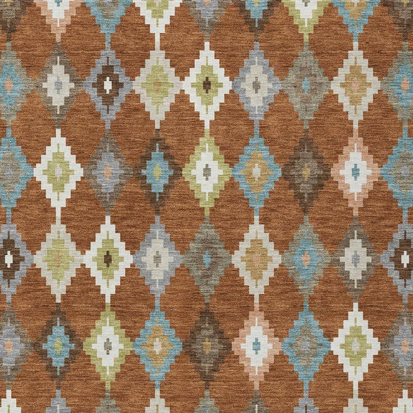 Aztec Geometric Polyester Area Rug Washable Uv Resistant for Indoor Outdoor Patio Spaces