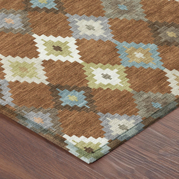 Aztec Geometric Polyester Area Rug Washable Uv Resistant for Indoor Outdoor Patio Spaces