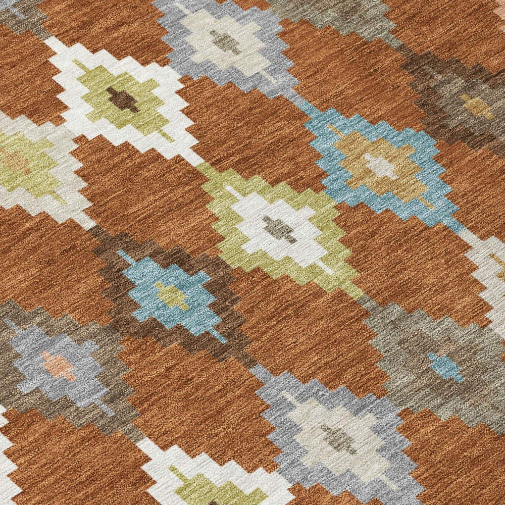 Aztec Geometric Polyester Area Rug Washable Uv Resistant for Indoor Outdoor Patio Spaces